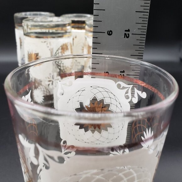 Libbey Frosted Daisy Gold Highball Glass Set 6 Vintage Mid Century Barware - Picture 5 of 14
